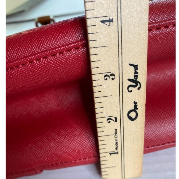 KR Womens Red Faux Leather Double Handle Large Purse and Outside Zip Pocket - Picture 9 of 9